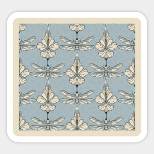 Light Blue Dragonflies and Flowers Sticker